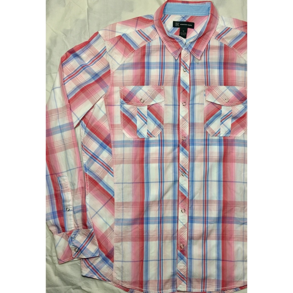 INC Long Sleeve Snap Button Dress Shirts Size M
